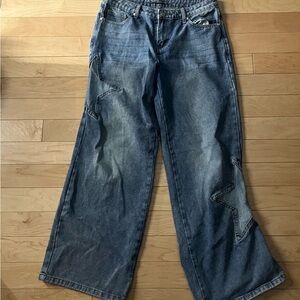 Denim Star-Accent Women's Wide Leg Jeans